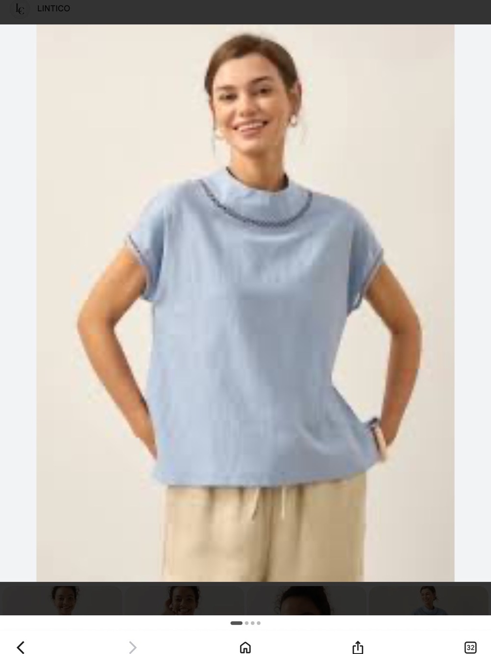 Lintico linen light blue CAROL NWT -Small